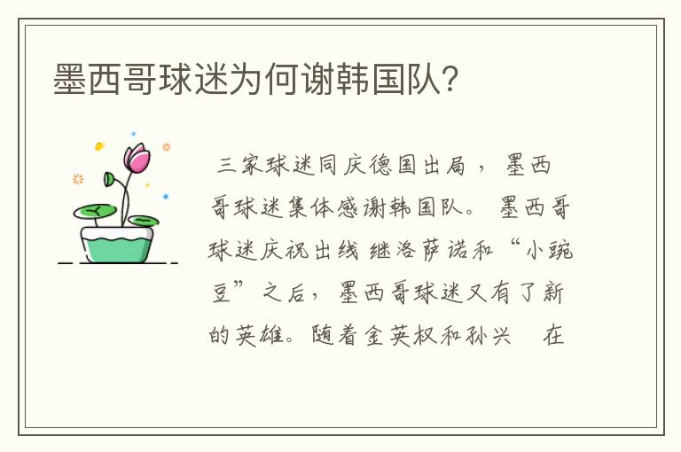 墨西哥球迷为何谢韩国队?