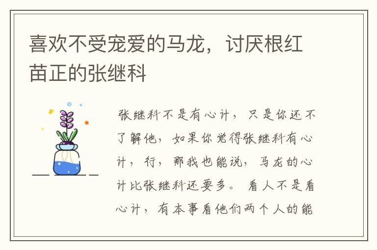 喜欢不受宠爱的马龙,讨厌根红苗正的张继科