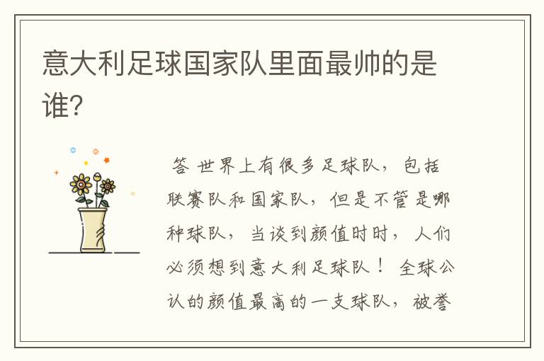 意大利足球国家队里面最帅的是谁?