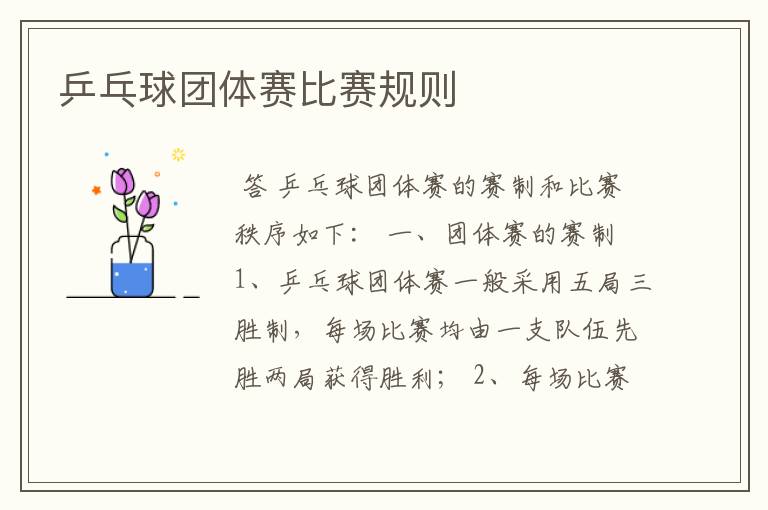 乒乓球团体赛比赛规则