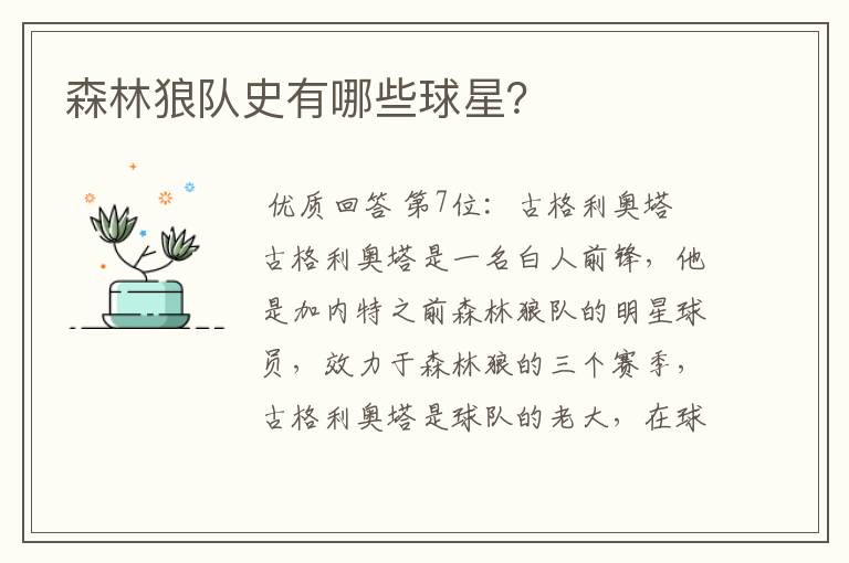 森林狼队史有哪些球星?