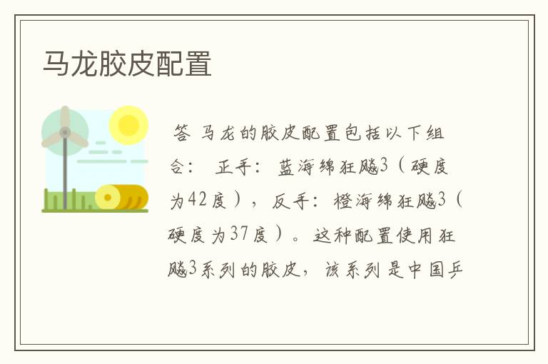 马龙胶皮配置