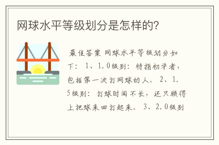 网球水平等级划分是怎样的?