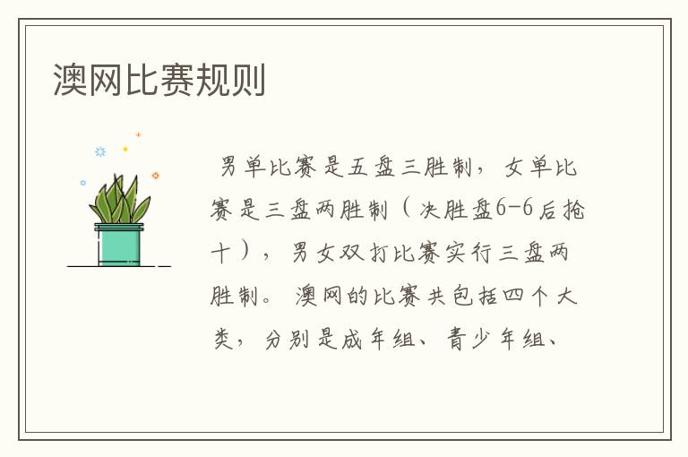 澳网比赛规则