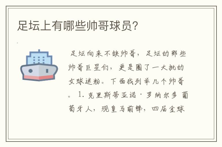 足坛上有哪些帅哥球员?