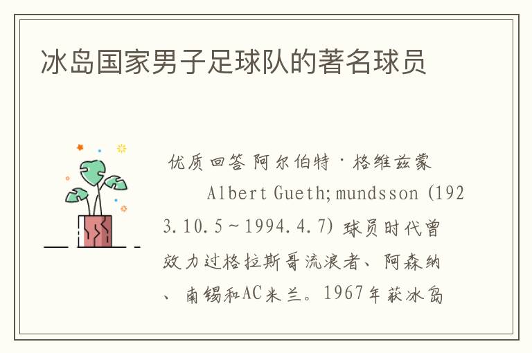 冰岛国家男子足球队的著名球员
