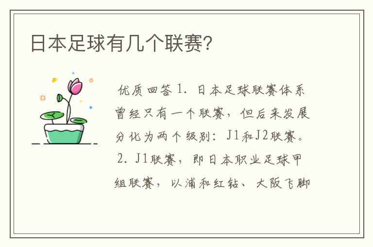 日本足球有几个联赛?