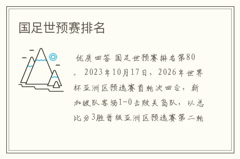 国足世预赛排名