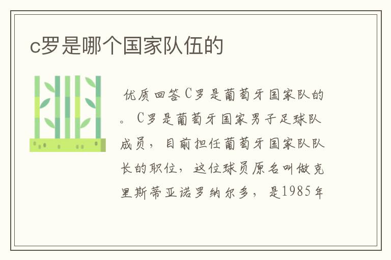 c罗是哪个国家队伍的