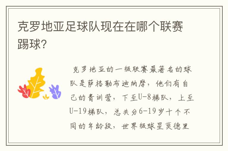 克罗地亚足球队现在在哪个联赛踢球?