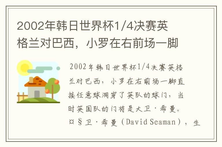 2002年韩日世界杯1/4决赛英格兰对巴西,小罗在右前场一脚直接任意球洞穿了英队的球门,问当时英队的门将是
