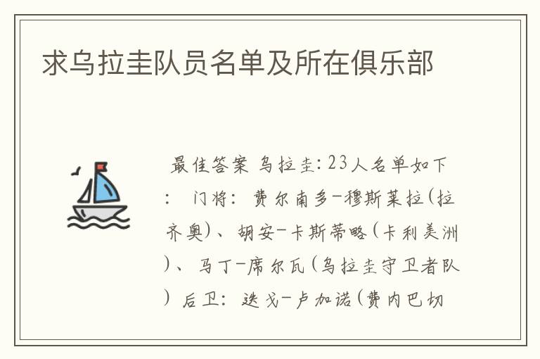 求乌拉圭队员名单及所在俱乐部