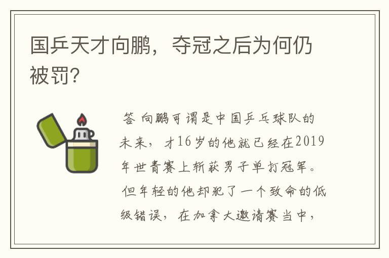 国乒天才向鹏,夺冠之后为何仍被罚?