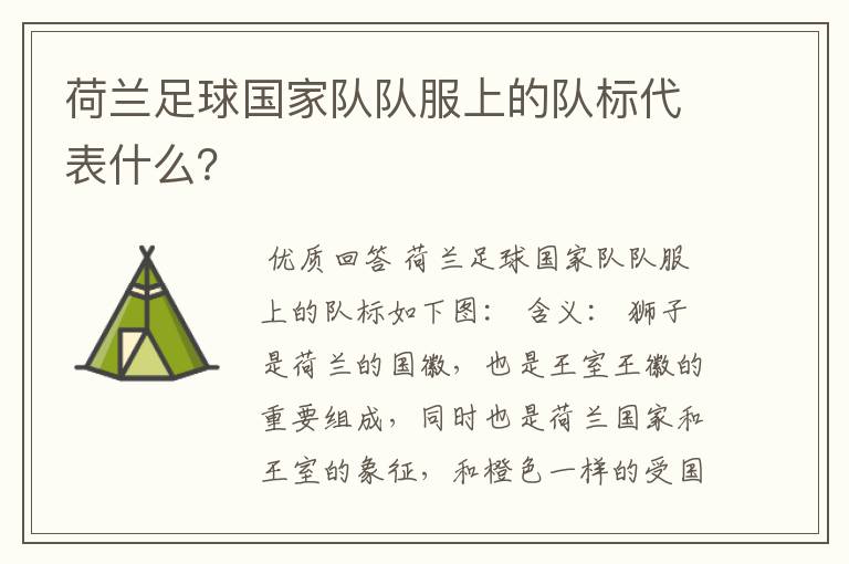荷兰足球国家队队服上的队标代表什么?