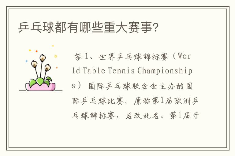 乒乓球欧洲锦标赛
