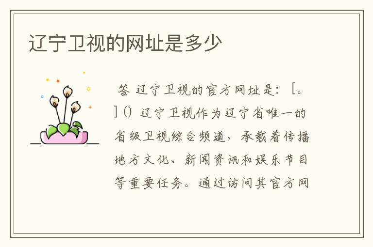 辽宁卫视的网址是多少