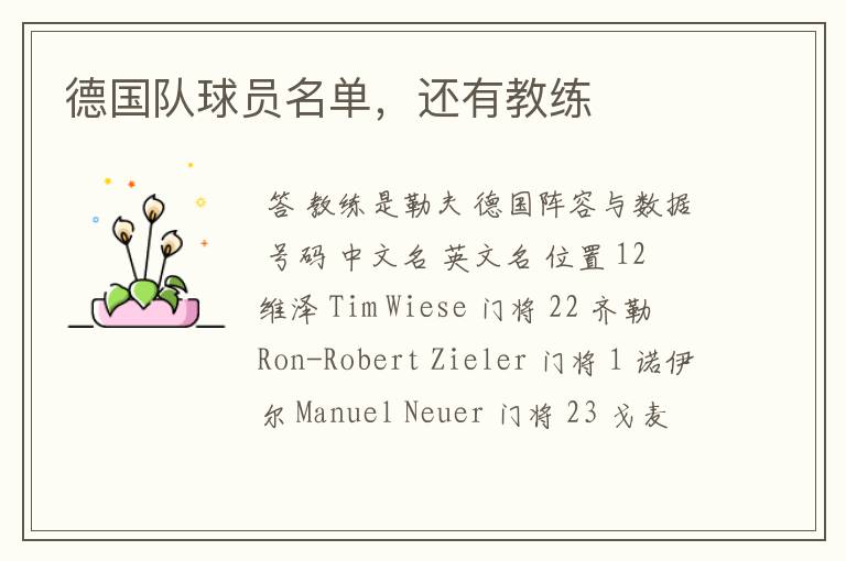 德国队球员名单,还有教练