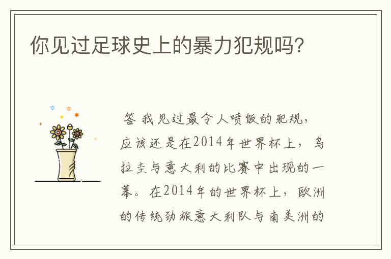 你见过足球史上的暴力犯规吗?