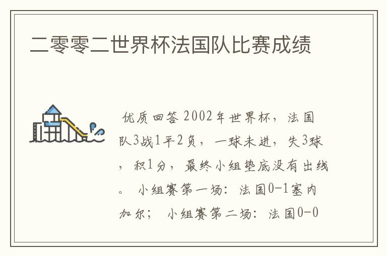 二零零二世界杯法国队比赛成绩