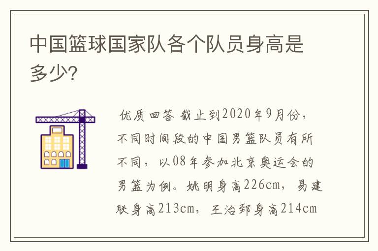 中国篮球国家队各个队员身高是多少?