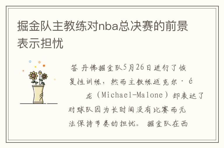 掘金队主教练对nba总决赛的前景表示担忧