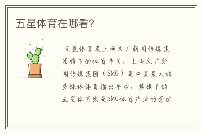 五星体育在哪看?