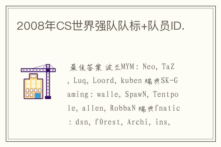 2008年CS世界强队队标+队员ID.