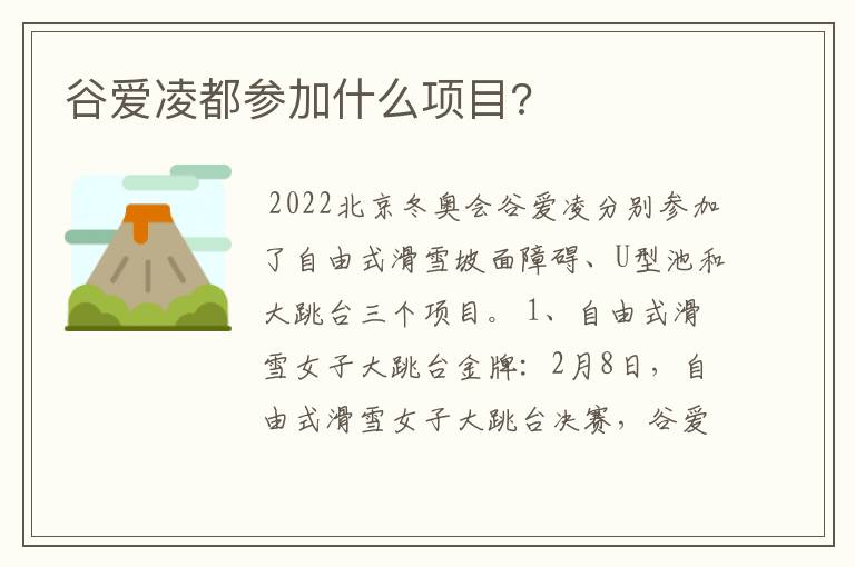 谷爱凌都参加什么项目?