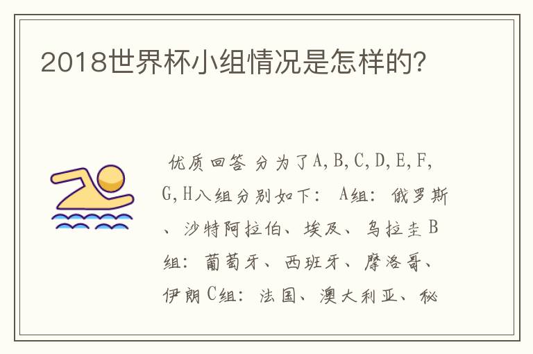 2018世界杯小组情况是怎样的?