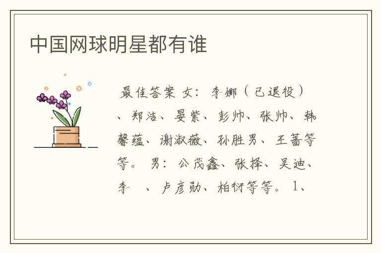 中国网球明星都有谁