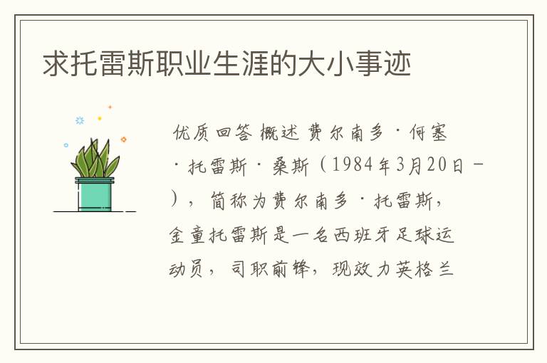 求托雷斯职业生涯的大小事迹