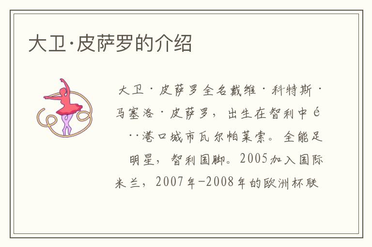 大卫·皮萨罗的介绍