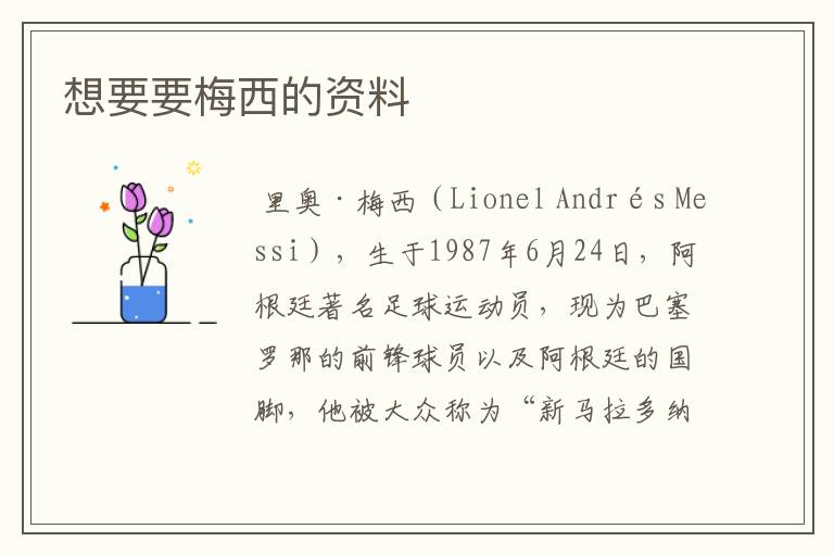 想要要梅西的资料