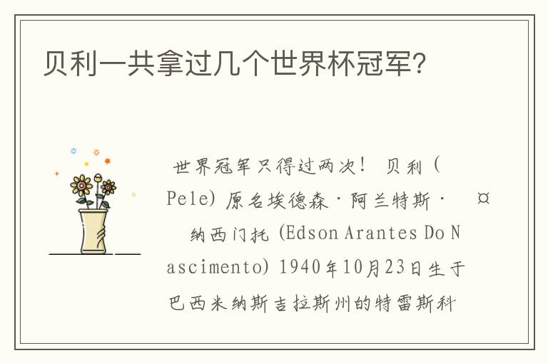 贝利一共拿过几个世界杯冠军?