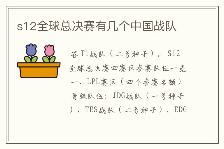 s12全球总决赛有几个中国战队