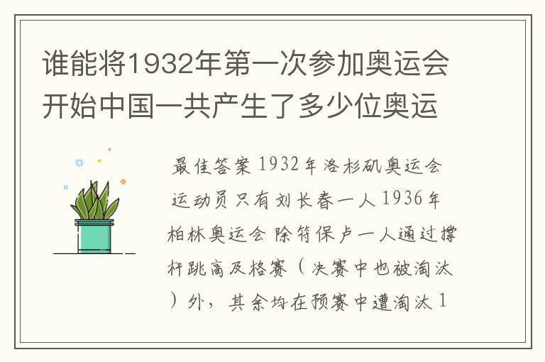 谁能将1932年第一次参加奥运会开始中国一共产生了多少位奥运冠军?