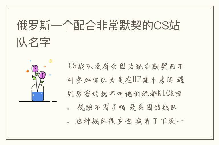 俄罗斯一个配合非常默契的CS站队名字
