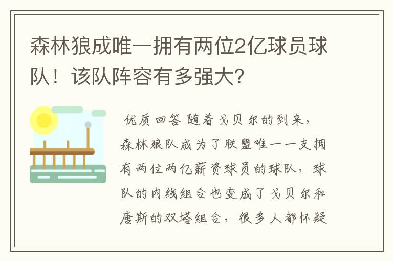 森林狼成唯一拥有两位2亿球员球队!该队阵容有多强大?