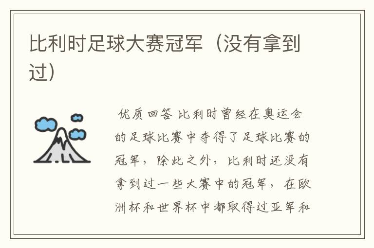比利时足球大赛冠军(没有拿到过)