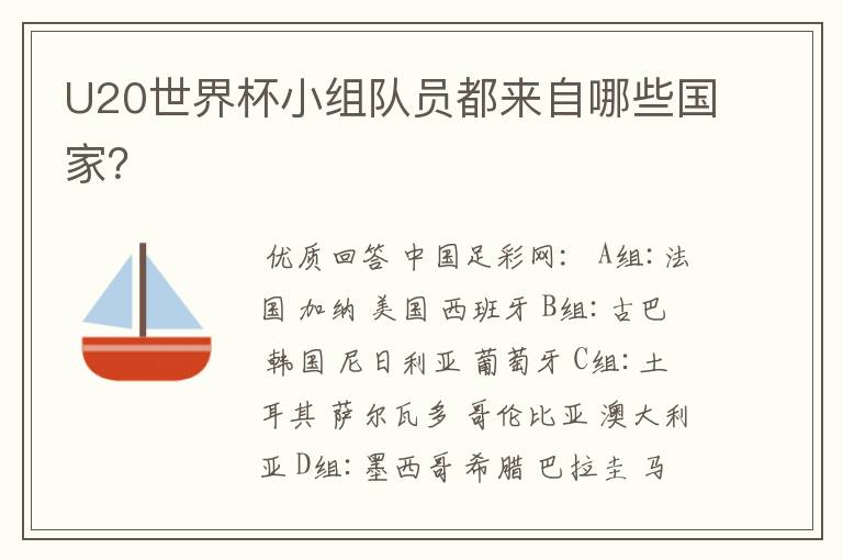 U20世界杯小组队员都来自哪些国家?