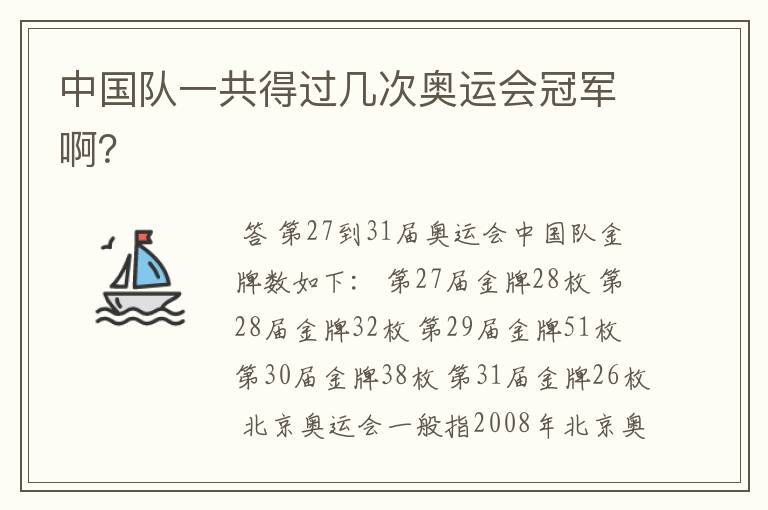 中国队一共得过几次奥运会冠军啊?