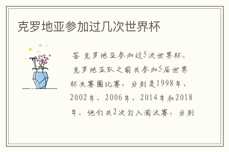 克罗地亚参加过几次世界杯