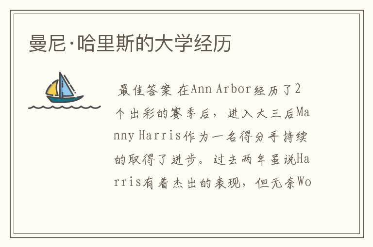 曼尼·哈里斯的大学经历