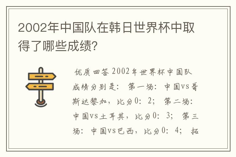 2002年中国队在韩日世界杯中取得了哪些成绩?