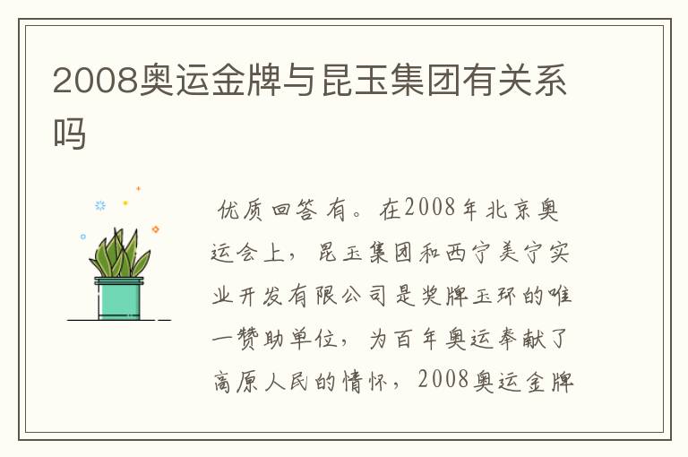 2008奥运金牌与昆玉集团有关系吗