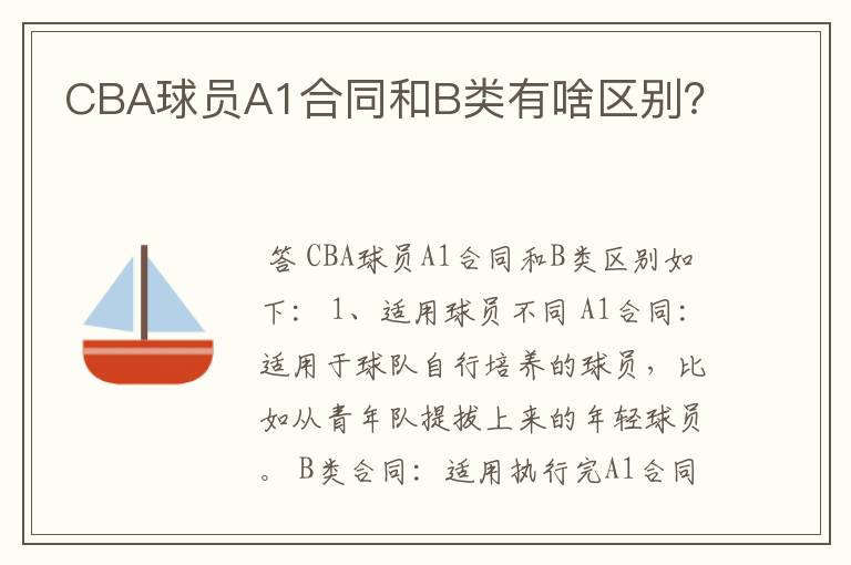 CBA球员A1合同和B类有啥区别?