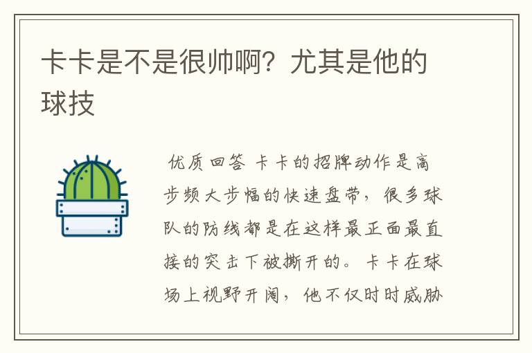 卡卡是不是很帅啊?尤其是他的球技