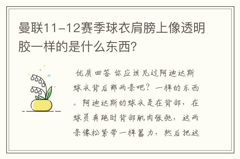 曼联11-12赛季球衣肩膀上像透明胶一样的是什么东西?