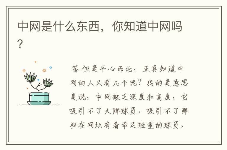 中网是什么东西,你知道中网吗?