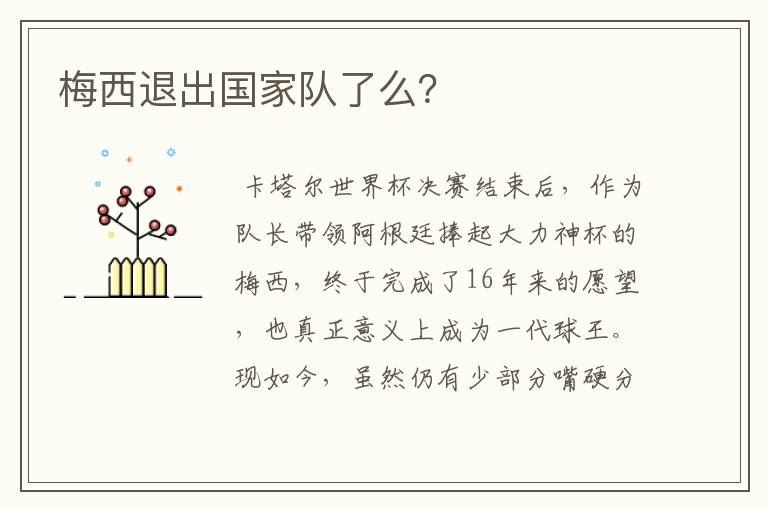 梅西退出国家队了么?